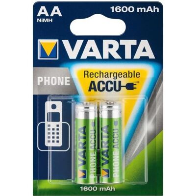 2 PILES RECHARGEABLES AA (Mignon) - HR6 (58399) - 1600 mAh VARTA Idéal pour votre téléphone - Publicité 2 PILES RECHARGEABLES AA (Mignon) - HR6 (58399) - 1600 mAh VARTA Idéal pour votre téléphone - Publicité