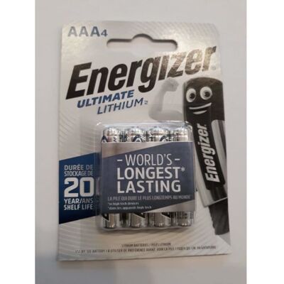 Energizer Ultimate L92 Lot de 4 Piles au Lithium AAA - Publicité Energizer Ultimate L92 Lot de 4 Piles au Lithium AAA - Publicité