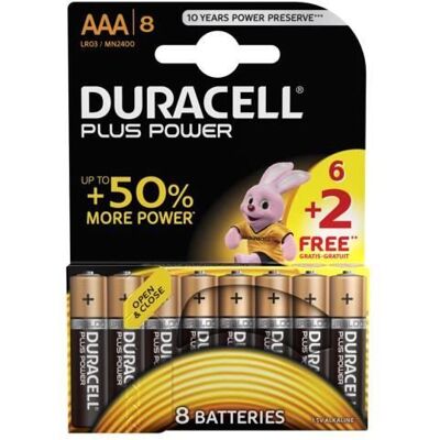 Duracell Plus Power MN2400 Batterie 8 x type AAA Alcaline - Publicité Duracell Plus Power MN2400 Batterie 8 x type AAA Alcaline - Publicité