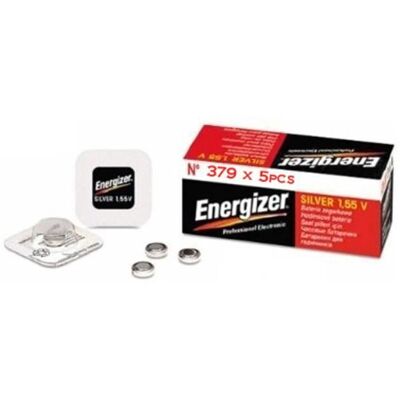 5 x Energizer Pile de Montre 0% Mercure 379 (SR521SW) - Publicité 5 x Energizer Pile de Montre 0% Mercure 379 (SR521SW) - Publicité