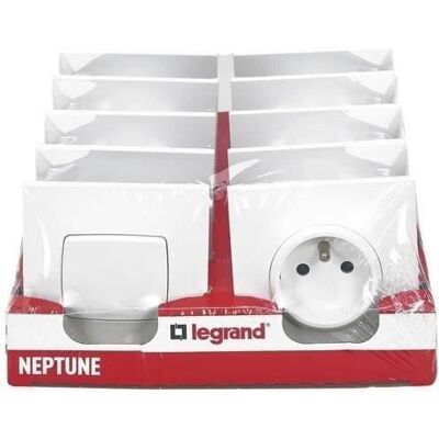 Interrupteurs et prises de courant - LEGRAND - Neptune - Lot de 2 interrupteurs - 8 prises - Blanc Blanc - Publicité Interrupteurs et prises de courant - LEGRAND - Neptune - Lot de 2 interrupteurs - 8 prises - Blanc Blanc - Publicité