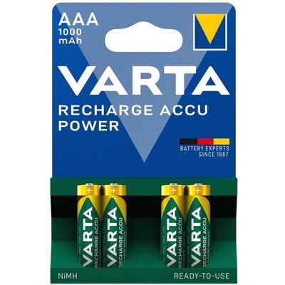 Varta Batterie rechargeable AAA 1000 mAh paquet de 4 - Publicité Varta Batterie rechargeable AAA 1000 mAh paquet de 4 - Publicité