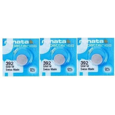 RENATA Lot de 3 Blisters de 1 Pile bouton oxyde argent X392 SR41W - Publicité RENATA Lot de 3 Blisters de 1 Pile bouton oxyde argent X392 SR41W - Publicité