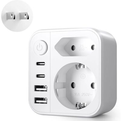 WEEWA 6 en 1 Adaptateur Prise Japon Adaptateur de Voyage Japon Connecteur de Voyage France vers Le J-apon avec 2 USB A& 2 USB C - Publicité WEEWA 6 en 1 Adaptateur Prise Japon Adaptateur de Voyage Japon Connecteur de Voyage France vers Le J-apon avec 2 USB A& 2 USB C - Publicité
