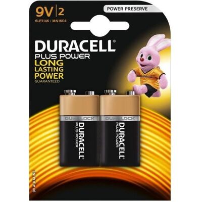 Duracell - Pile Alcaline - 9V x 2 - Plus Power (6LR61) - Publicité Duracell - Pile Alcaline - 9V x 2 - Plus Power (6LR61) - Publicité
