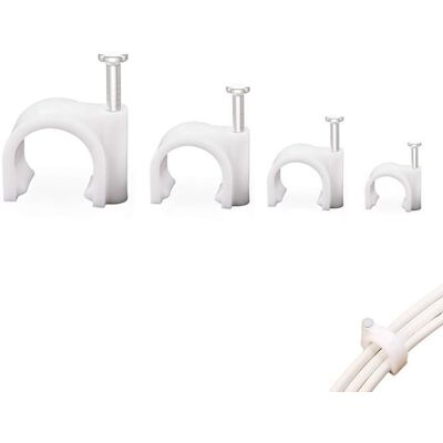 LUMIRYN Cavalier cable électrique - 400 pièces clips + clous acier 4 tailles (4/6/8/10mm) - Convient pour fixation fils/cables Blanc - Publicité LUMIRYN Cavalier cable électrique - 400 pièces clips + clous acier 4 tailles (4/6/8/10mm) - Convient pour fixation fils/cables Blanc - Publicité