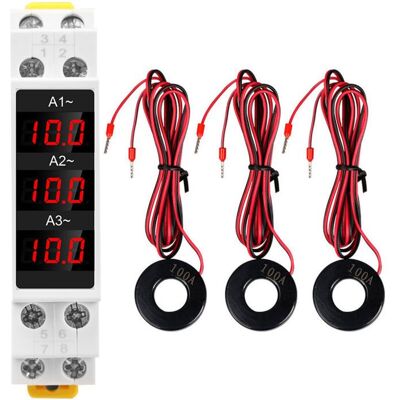 FRAVONIX Ampèremètre triphasé sur rail DIN avec affichage numérique LED haute précision avec 3 capteurs AC 80-500V 1-100A - Publicité FRAVONIX Ampèremètre triphasé sur rail DIN avec affichage numérique LED haute précision avec 3 capteurs AC 80-500V 1-100A - Publicité