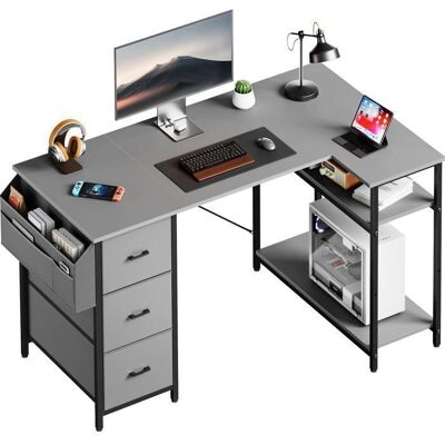 HLONONE Bureau dangle 120x78cm Bureau en forme de L avec 3 tiroirs en tissu Bureau dordinateur avec Support de Moniteur Gris Gris - Publicité HLONONE Bureau dangle 120x78cm Bureau en forme de L avec 3 tiroirs en tissu Bureau dordinateur avec Support de Moniteur Gris Gris - Publicité