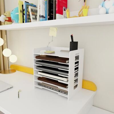 SUPFINE 7 Niveaux Organiseur de Bureau Banette Trieur Bac à Courrier Module de Rangement Organisateur de Papier Casier A4 Blanc - Publicité SUPFINE 7 Niveaux Organiseur de Bureau Banette Trieur Bac à Courrier Module de Rangement Organisateur de Papier Casier A4 Blanc - Publicité