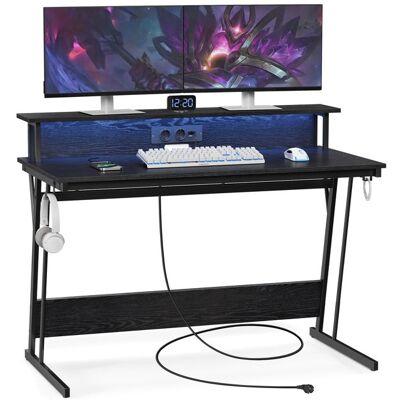 Bureau Gaming VASAGLE - 120x60 cm, Noir, Éclairage LED réglable - Publicité Bureau Gaming VASAGLE - 120x60 cm, Noir, Éclairage LED réglable - Publicité