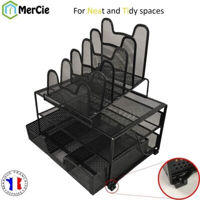 MERCIE Organisateur de bureau en maille métal noir. Trieur ROBUSTE avec patins ANTIDERAPANTS et anti rayures. Tiroir pour fournitures Noir - Publicité MERCIE Organisateur de bureau en maille métal noir. Trieur ROBUSTE avec patins ANTIDERAPANTS et anti rayures. Tiroir pour fournitures Noir - Publicité