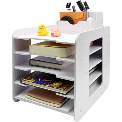 HAOPYOU- 5 Niveaux Bac courrier - Organisateur de Bureau en Bois avec Porte-Stylo pour la Maison Le Bureau l ORGANISATEUR DE TIROIR - Publicité HAOPYOU- 5 Niveaux Bac courrier - Organisateur de Bureau en Bois avec Porte-Stylo pour la Maison Le Bureau l ORGANISATEUR DE TIROIR - Publicité