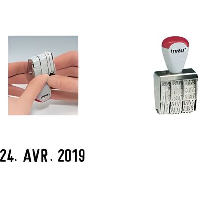 Tampon dateur français 1020 - TRODAT - empreinte 5 x 32 mm - mois en lettres - hauteur des caractères 5 mm Noir - Publicité Tampon dateur français 1020 - TRODAT - empreinte 5 x 32 mm - mois en lettres - hauteur des caractères 5 mm Noir - Publicité