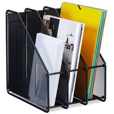 Relaxdays Range-revues à 3 compartiments format A4 design maille HLP 315x24x29 cm bureau/télétravail noir Noir - Publicité Relaxdays Range-revues à 3 compartiments format A4 design maille HLP 315x24x29 cm bureau/télétravail noir Noir - Publicité