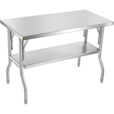 Table de Travail Inox - VEVOR - Table de Préparation 1220 x 610mm - Pliante Commercial Cuisine Gris - Publicité Table de Travail Inox - VEVOR - Table de Préparation 1220 x 610mm - Pliante Commercial Cuisine Gris - Publicité