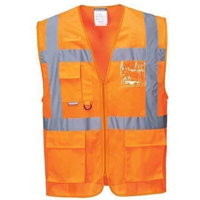 Gilet haute visibilité MeshAir Athène - orange respirant conforme EN ISO 20471 Orange - Publicité Gilet haute visibilité MeshAir Athène - orange respirant conforme EN ISO 20471 Orange - Publicité