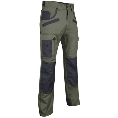 Pantalon de travail multipoches bicolore avec poches genouilléres LMA Secateur - Kaki / Gris Gris - Publicité Pantalon de travail multipoches bicolore avec poches genouilléres LMA Secateur - Kaki / Gris Gris - Publicité