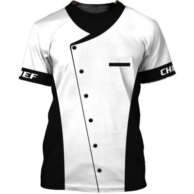 YONGHS Unisexe Veste de Chef Manches Courtes avec Poche Imprimé pour Restaurant Hôtel M-4XL Blanc - Publicité YONGHS Unisexe Veste de Chef Manches Courtes avec Poche Imprimé pour Restaurant Hôtel M-4XL Blanc - Publicité