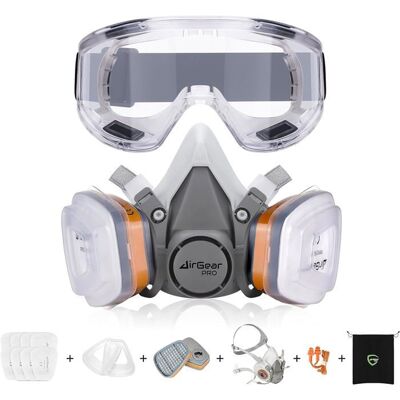AUTREMENT G-500 Masque de Protection Respiratoire Réutilisable Anti poussière Anti gaz avec Filtres et Lunettes de Protection pour Peinture - Publicité AUTREMENT G-500 Masque de Protection Respiratoire Réutilisable Anti poussière Anti gaz avec Filtres et Lunettes de Protection pour Peinture - Publicité