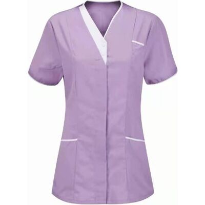 Tunique Médicale Femme Col en V Blouse Medicale Femme Banche Manche Courte Uniforme Travail Blouse Infirmiere Femme Professionnelle Rose - Publicité Tunique Médicale Femme Col en V Blouse Medicale Femme Banche Manche Courte Uniforme Travail Blouse Infirmiere Femme Professionnelle Rose - Publicité