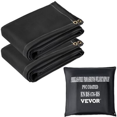 Couverture Anti-Feu - VEVOR - Lot de 2 Couvertures de Soudage 2 44 x 3 05 m Résistantes au Feu 550 °C Couverture dUrgence Noire - Publicité Couverture Anti-Feu - VEVOR - Lot de 2 Couvertures de Soudage 2 44 x 3 05 m Résistantes au Feu 550 °C Couverture dUrgence Noire - Publicité