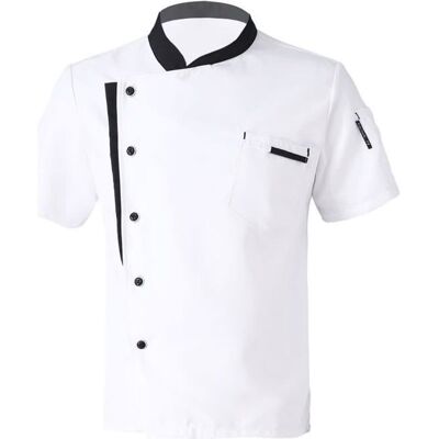 Veste de Chef Cuisine Uniforme iixpin - Manches Courtes - Blanc Blanc - Publicité Veste de Chef Cuisine Uniforme iixpin - Manches Courtes - Blanc Blanc - Publicité
