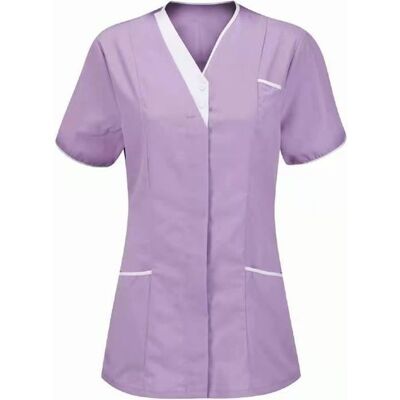 HANLIN Tunique Médicale Femme Col en V Blouse Medicale Femme Banche Manche Courte Uniforme Travail Blouse Infirmiere Femme Rose Rose - Publicité HANLIN Tunique Médicale Femme Col en V Blouse Medicale Femme Banche Manche Courte Uniforme Travail Blouse Infirmiere Femme Rose Rose - Publicité