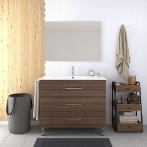Meuble de salle de bain VÁLI 60CM Frêne tea avec plan vasque et miroir. Avec porte serviettes en cadeau!!! Marron - Publicité Meuble de salle de bain VÁLI 60CM Frêne tea avec plan vasque et miroir. Avec porte serviettes en cadeau!!! Marron - Publicité