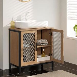 EUGAD Meuble sous Lavabo Meuble de Salle de Bain Vasque Porte en Treillis Métallique 60x30x60cm Chêne Clair+Noir E0IG1016 Marron - Publicité EUGAD Meuble sous Lavabo Meuble de Salle de Bain Vasque Porte en Treillis Métallique 60x30x60cm Chêne Clair+Noir E0IG1016 Marron - Publicité