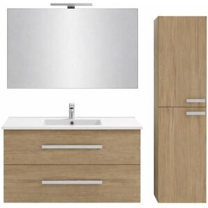 Jacob Delafon - Ensemble Salle de Bain Chêne avec Lavabo, Colonne & Miroir - Publicité Jacob Delafon - Ensemble Salle de Bain Chêne avec Lavabo, Colonne & Miroir - Publicité