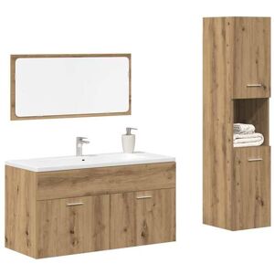 VIDAXL Bon marché - Colonne de bain sur pied - Ensemble de meubles salle de bain 3 pcs bois dingénierie plds203041 Marron - Publicité VIDAXL Bon marché - Colonne de bain sur pied - Ensemble de meubles salle de bain 3 pcs bois dingénierie plds203041 Marron - Publicité