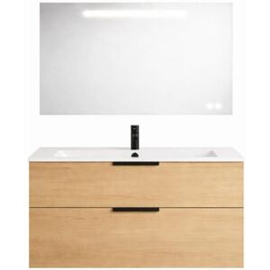 Meuble vasque 120 cm BURGBAD Olena chêne clair + miroir Marron - Publicité Meuble vasque 120 cm BURGBAD Olena chêne clair + miroir Marron - Publicité