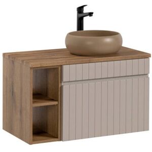 GENERIQUE Meuble vasque à poser + 1 élément - 80 cm - Emblematic Cashmere Marron - Publicité GENERIQUE Meuble vasque à poser + 1 élément - 80 cm - Emblematic Cashmere Marron - Publicité