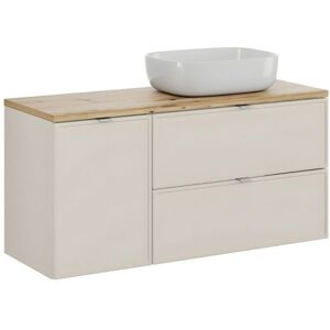 MEUBLORAMA Ensemble de salle de bain BRAZZA : meubles sous vasque 120cm avec panier à linge intégré + plan pour vasque + vasque à poser Beige - Publicité MEUBLORAMA Ensemble de salle de bain BRAZZA : meubles sous vasque 120cm avec panier à linge intégré + plan pour vasque + vasque à poser Beige - Publicité