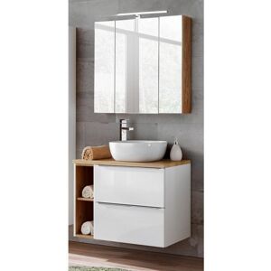 DECONATION Ensemble meuble vasque + Armoire miroir - 80 cm - Elise White Beige - Publicité DECONATION Ensemble meuble vasque + Armoire miroir - 80 cm - Elise White Beige - Publicité