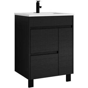 Meuble de salle de bain Salzburg 60cm lavabo Bois noir – Armoire de rangement Meuble lavabo Noir - Publicité Meuble de salle de bain Salzburg 60cm lavabo Bois noir – Armoire de rangement Meuble lavabo Noir - Publicité