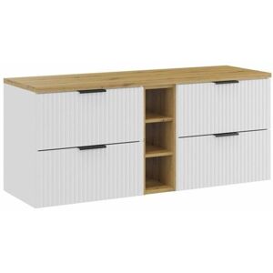 MEUBLORAMA Ensemble de salle de bain NOXERA 140 cm – Meuble sous vasque suspendu blanc alpin avec plan pour vasque chêne et niches ouverte Blanc - Publicité MEUBLORAMA Ensemble de salle de bain NOXERA 140 cm – Meuble sous vasque suspendu blanc alpin avec plan pour vasque chêne et niches ouverte Blanc - Publicité