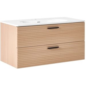 BELIANI Meuble sous-lavabo avec vasque ARAPA 100 cm Marron clair Marron - Publicité BELIANI Meuble sous-lavabo avec vasque ARAPA 100 cm Marron clair Marron - Publicité