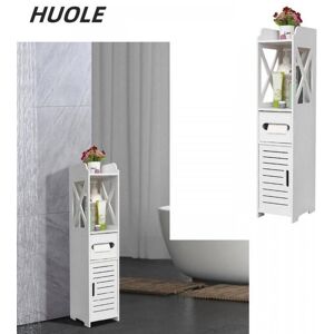 HUOLE Rangement pour salle de bain 20*15*80cm étagère de salle de bain en PP meuble de sol économisant de lespace blanc. Blanc - Publicité HUOLE Rangement pour salle de bain 20*15*80cm étagère de salle de bain en PP meuble de sol économisant de lespace blanc. Blanc - Publicité