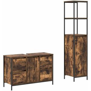 Meuble vasque moderne - vidaXL - Chêne fumé - Noir - 36x35x165 cm - Bois dingénierie - Cadre en métal Noir - Publicité Meuble vasque moderne - vidaXL - Chêne fumé - Noir - 36x35x165 cm - Bois dingénierie - Cadre en métal Noir - Publicité