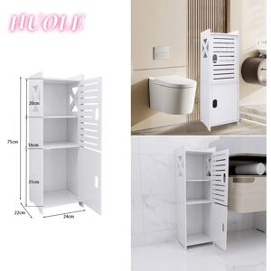 HUOLE Armoire de salle de bain 2+1 portes horizontales armoire de sol peu encombrante étagère de salle de bain Blanc Blanc - Publicité HUOLE Armoire de salle de bain 2+1 portes horizontales armoire de sol peu encombrante étagère de salle de bain Blanc Blanc - Publicité