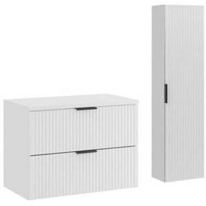 MEUBLORAMA Ensemble de salle de bain NOXERA 80 cm – Meuble sous vasque suspendu blanc alpin mat avec plan pour vasque et colonne murale Blanc - Publicité MEUBLORAMA Ensemble de salle de bain NOXERA 80 cm – Meuble sous vasque suspendu blanc alpin mat avec plan pour vasque et colonne murale Blanc - Publicité