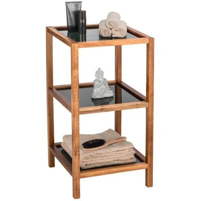Colonne Étagère - WENKO - FONDI - Bois dAcacia - Verre Noir - 3 Niveaux 10kg/étagère Marron - Publicité Colonne Étagère - WENKO - FONDI - Bois dAcacia - Verre Noir - 3 Niveaux 10kg/étagère Marron - Publicité