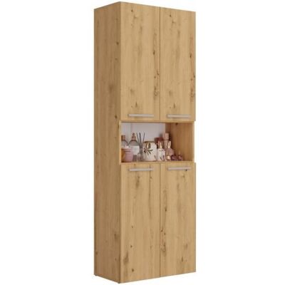 CDF Armoire de salle de bain avec panier à linge - Style moderne - 174x60x30 cm - HUCOCO Marron - Publicité CDF Armoire de salle de bain avec panier à linge - Style moderne - 174x60x30 cm - HUCOCO Marron - Publicité