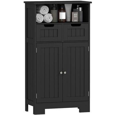 Meuble Bas de Salle de Bain - kleankin - multi-rangements - Bois - 60x30x108cm - Noir Noir - Publicité Meuble Bas de Salle de Bain - kleankin - multi-rangements - Bois - 60x30x108cm - Noir Noir - Publicité