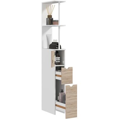 Meuble colonne salle de bain - HOMCOM - avec tiroirs étagères ouvertes placard - 15 x 33 x 1368 cm - en bois - blanc Blanc - Publicité Meuble colonne salle de bain - HOMCOM - avec tiroirs étagères ouvertes placard - 15 x 33 x 1368 cm - en bois - blanc Blanc - Publicité