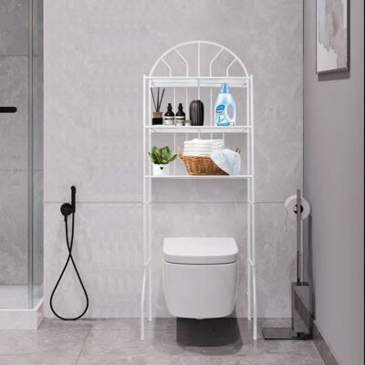 Étagère WC en métal - Homewell - Avec 3 tablettes - Blanc - 65x34x178cm Blanc - Publicité Étagère WC en métal - Homewell - Avec 3 tablettes - Blanc - 65x34x178cm Blanc - Publicité