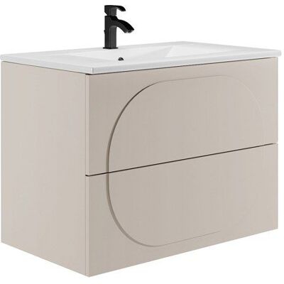 VENTE-UNIQUE Meuble de salle de bain suspendu avec vasque à encastrer - Beige - 80 cm - VUTOMA Beige - Publicité VENTE-UNIQUE Meuble de salle de bain suspendu avec vasque à encastrer - Beige - 80 cm - VUTOMA Beige - Publicité