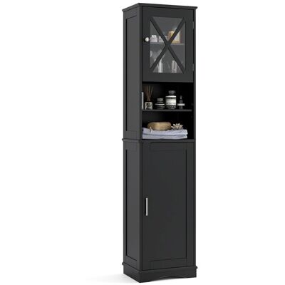 COSTWAY Meuble Colonne de Salle de Bain avec 5 Étagères Réglables Placards à Porte 2 Compartiments 40 x 30 x 170 cm Noir Noir - Publicité COSTWAY Meuble Colonne de Salle de Bain avec 5 Étagères Réglables Placards à Porte 2 Compartiments 40 x 30 x 170 cm Noir Noir - Publicité