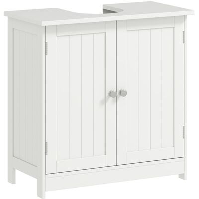 Meuble sous lavabo - HOMCOM - avec placard à 2 portes étagère réglable - anti-humidité - 60 x 30 x 60 cm - blanc Blanc - Publicité Meuble sous lavabo - HOMCOM - avec placard à 2 portes étagère réglable - anti-humidité - 60 x 30 x 60 cm - blanc Blanc - Publicité